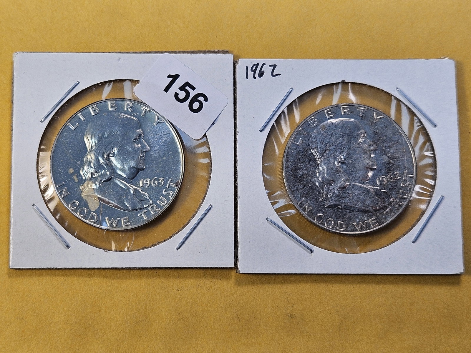 Two GEM Proof Franklin Silver Half Dollars: 1962 and 1963