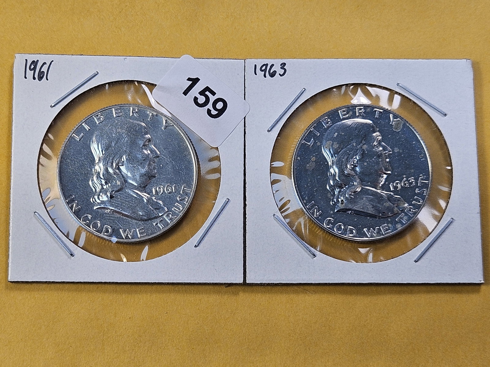 Two GEM Proof Franklin Silver Half Dollars: 1961 and 1963
