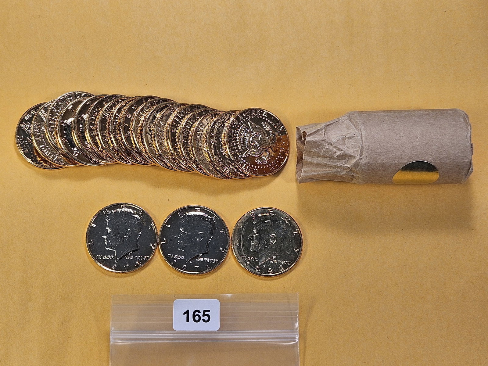 Full Roll! Twenty Gold Plated Clad Kennedy Half Dollars: Gold Plated! Mixed dates