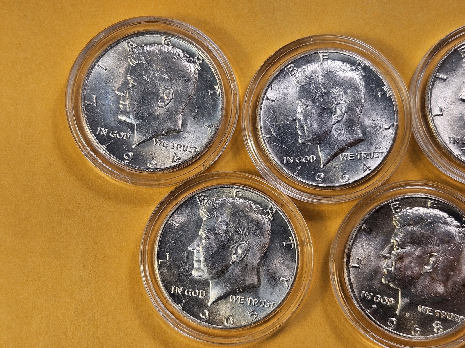 Seven Brilliant Uncirculated Kennedy Silver Half Dollars - 2
