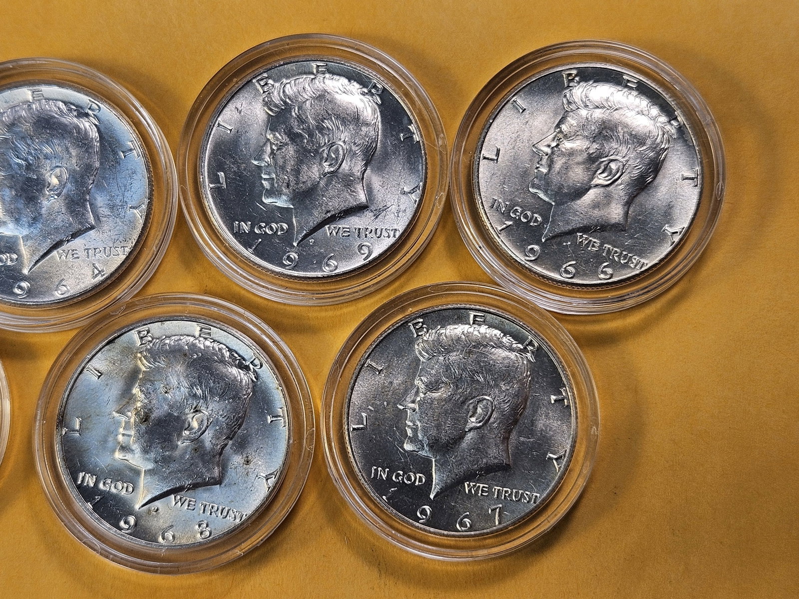 Seven Brilliant Uncirculated Kennedy Silver Half Dollars - 3