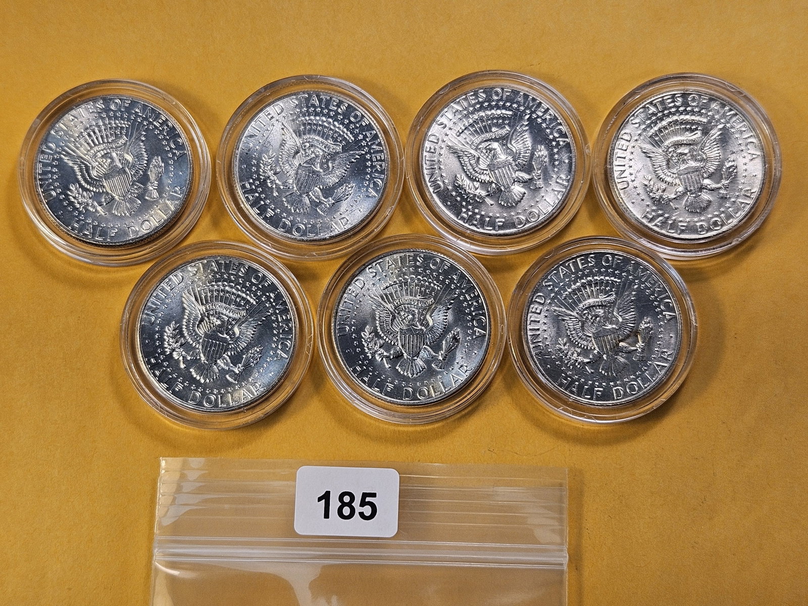 Seven Brilliant Uncirculated Kennedy Silver Half Dollars - 4