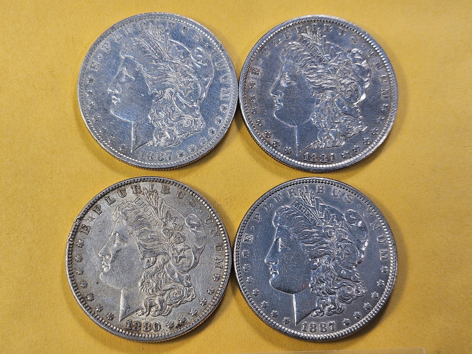 Four Circulated Morgan Silver Dollars - 2