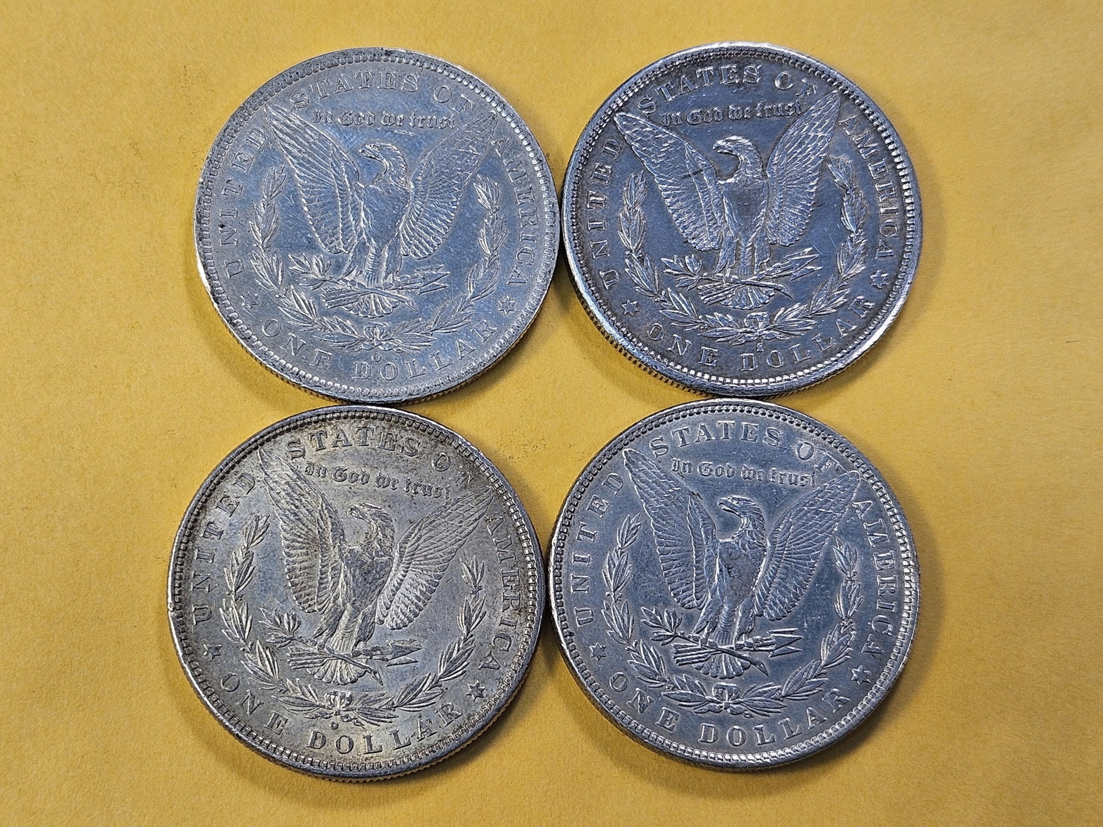 Four Circulated Morgan Silver Dollars - 4