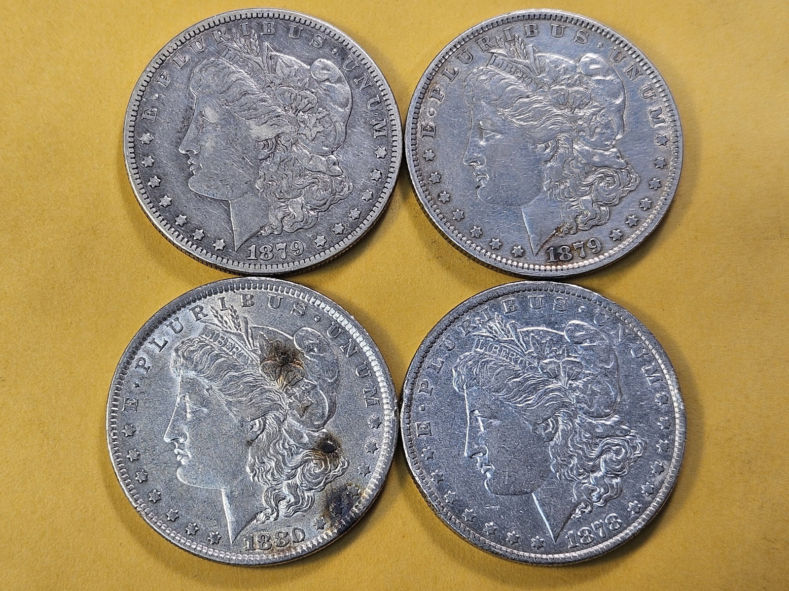 Four Circulated Morgan Silver Dollars - 2