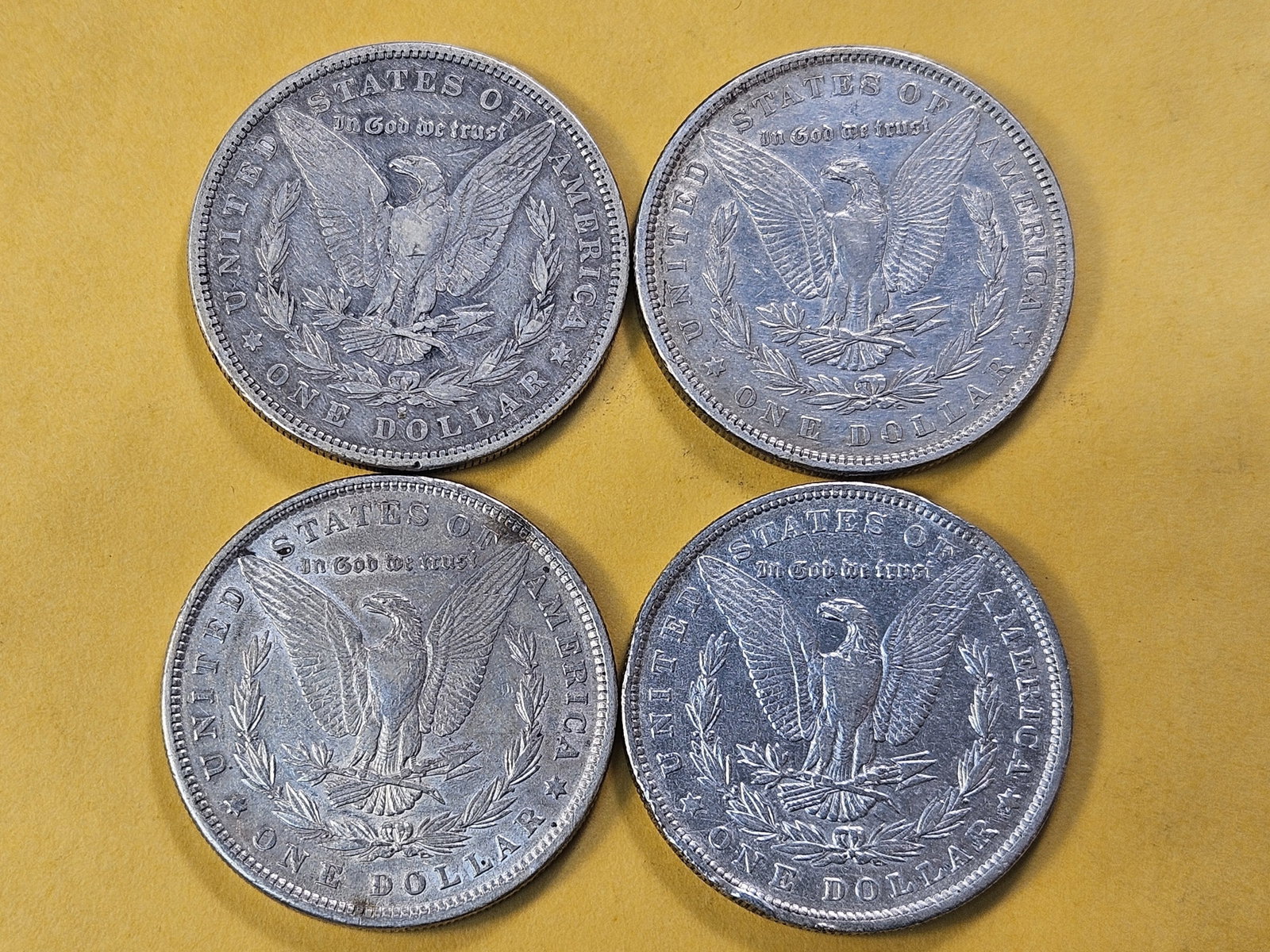 Four Circulated Morgan Silver Dollars - 4