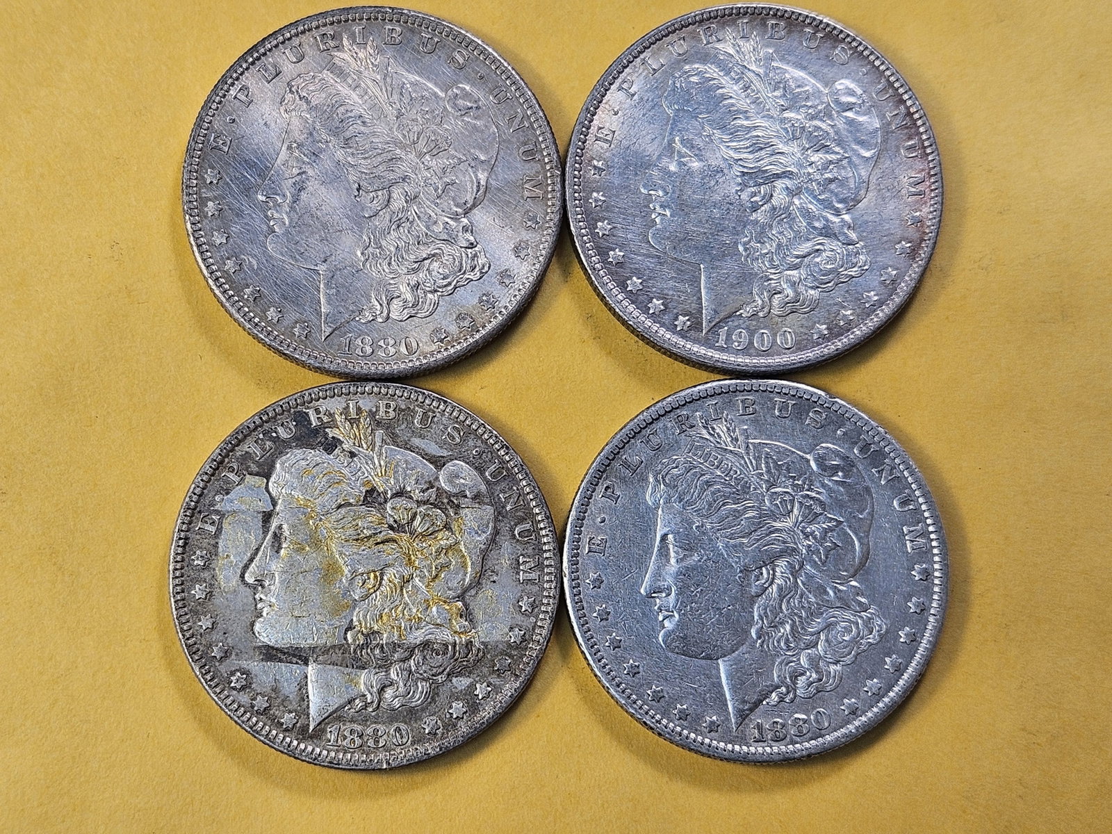 Four Circulated Morgan Silver Dollars - 2