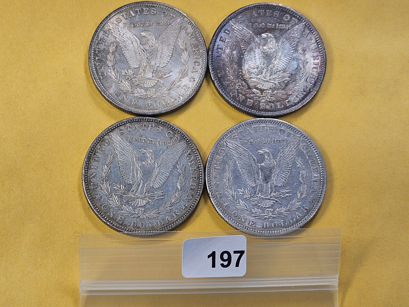 Four Circulated Morgan Silver Dollars - 3