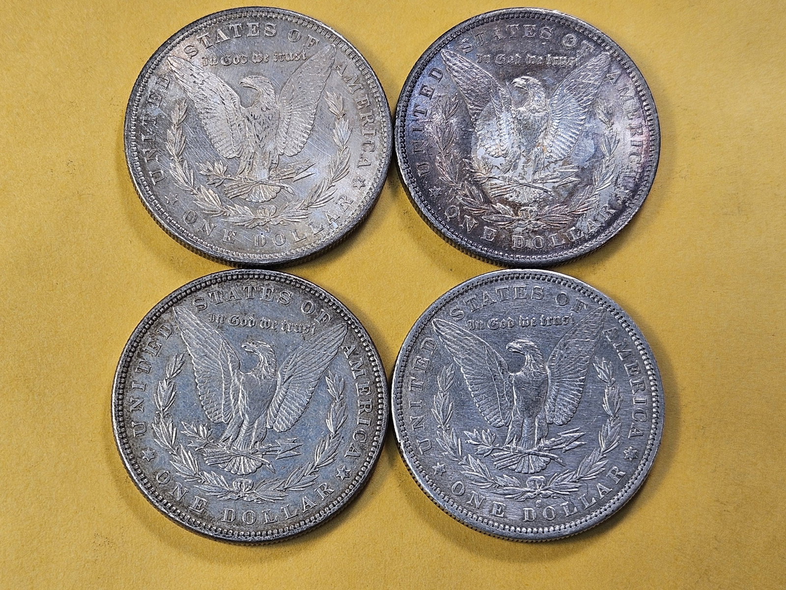 Four Circulated Morgan Silver Dollars - 4