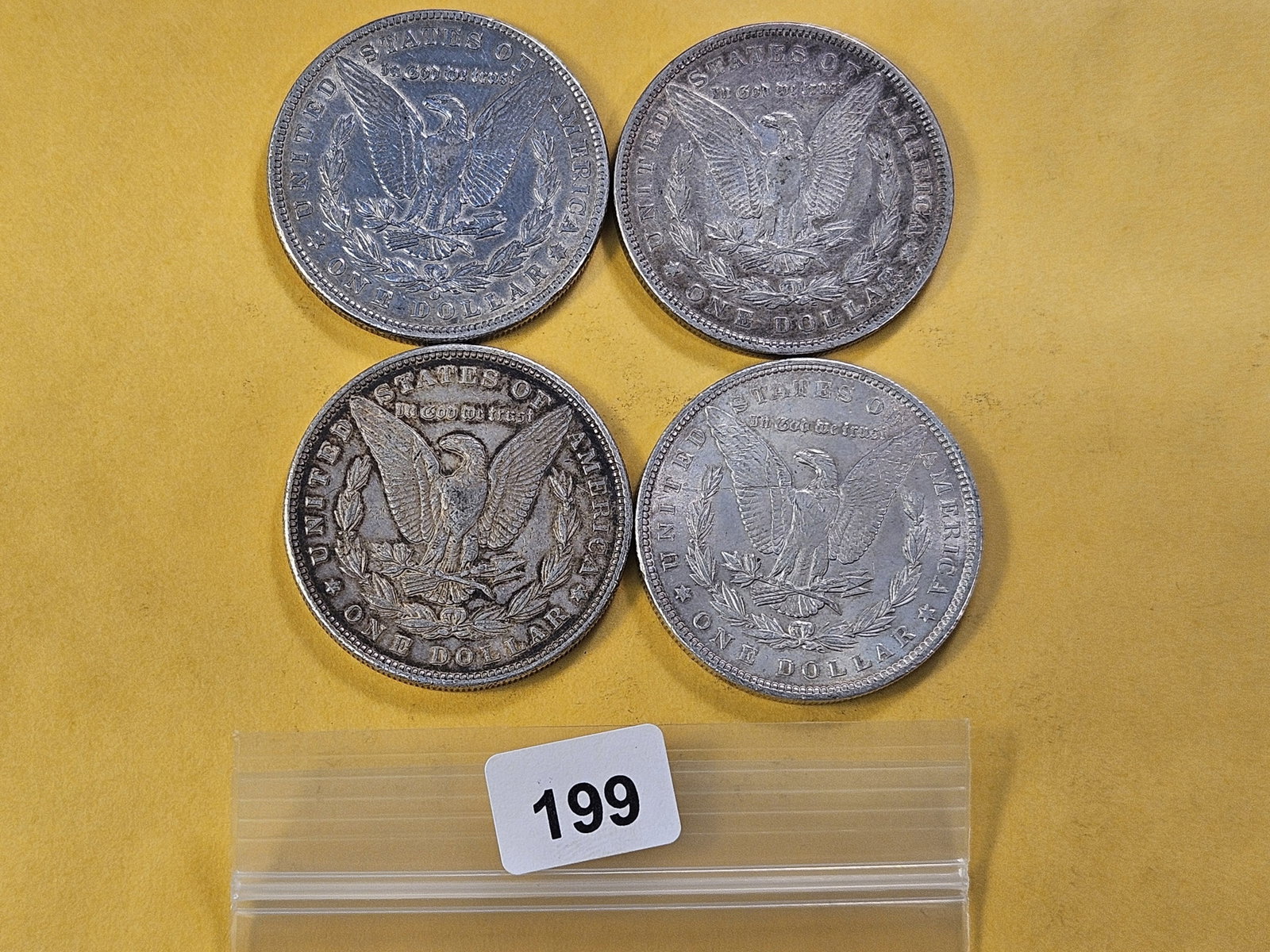 Four Circulated Morgan Silver Dollars - 3