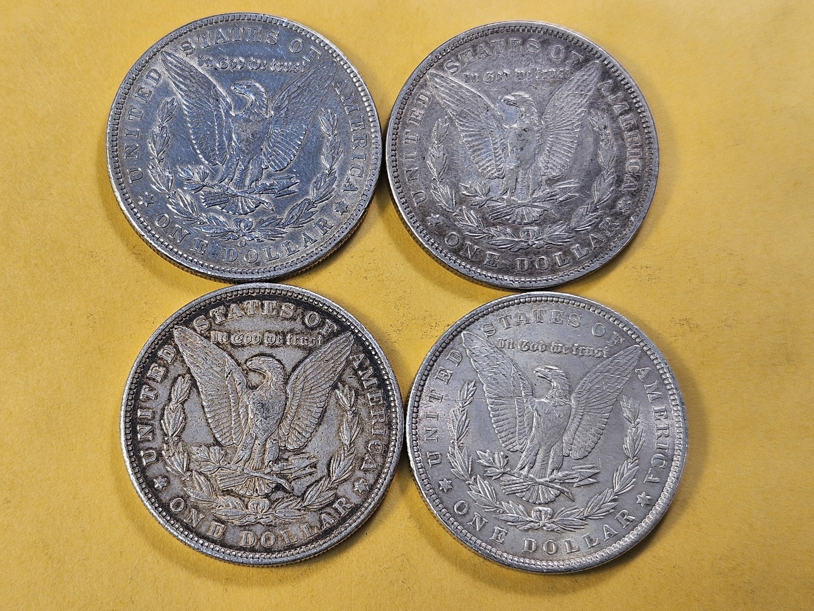 Four Circulated Morgan Silver Dollars - 4