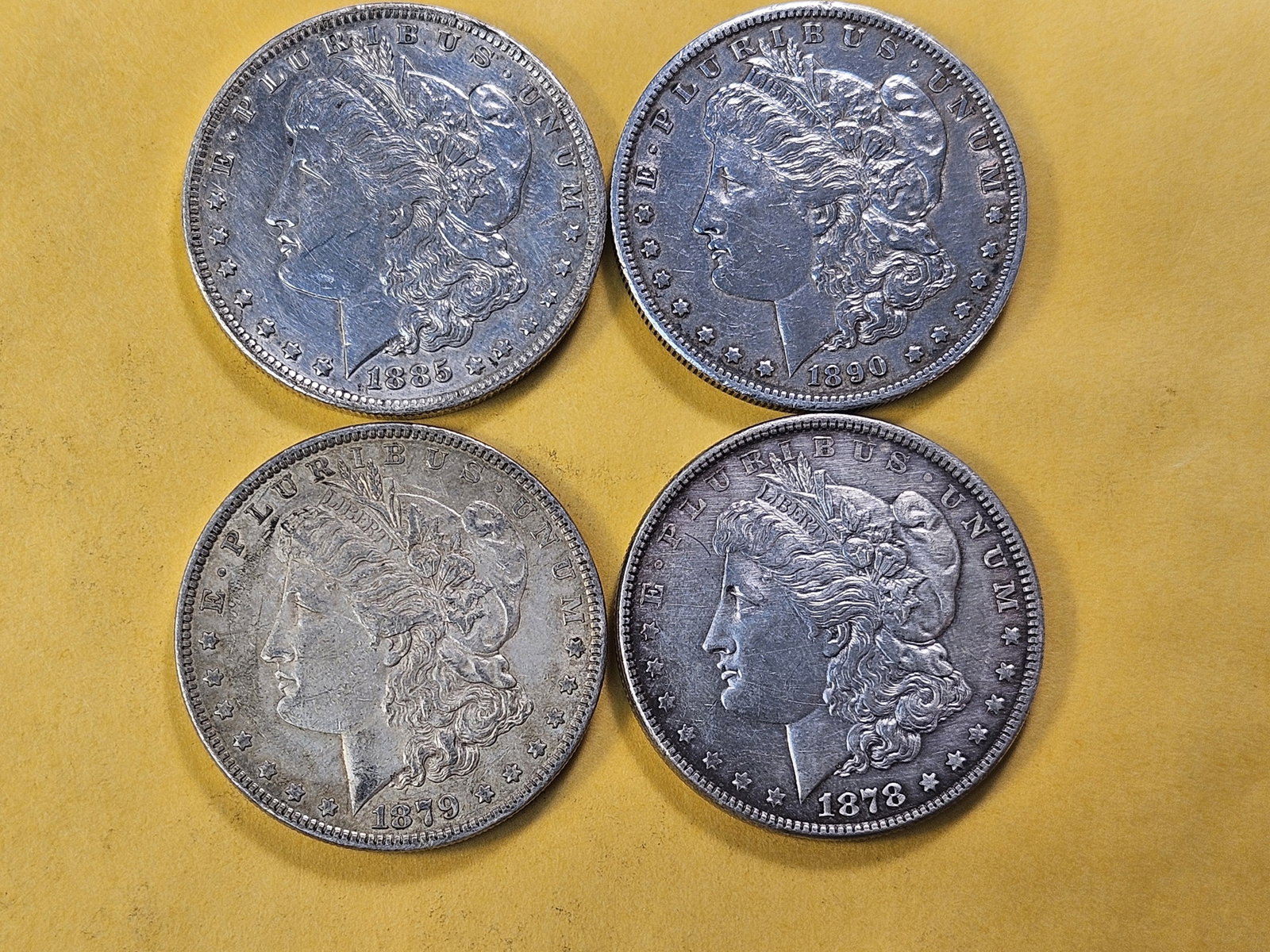 Four Circulated Morgan Silver Dollars - 2