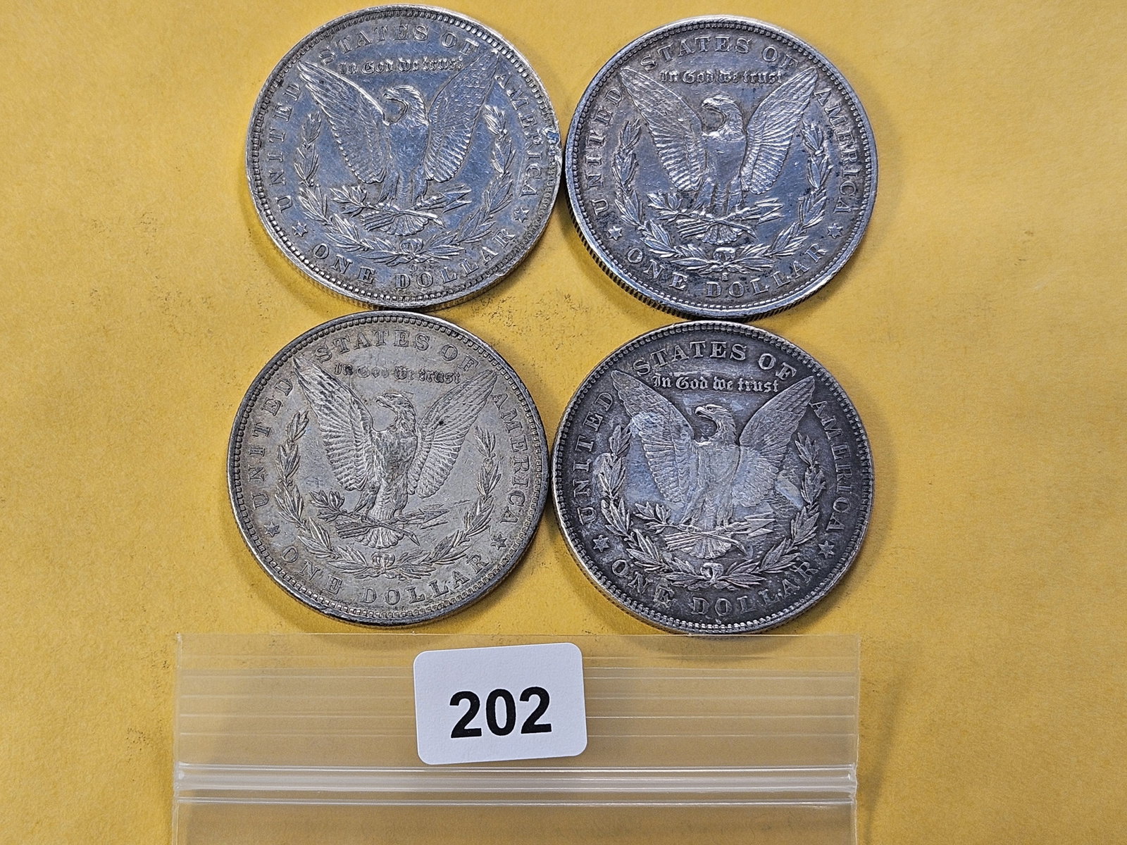 Four Circulated Morgan Silver Dollars - 3