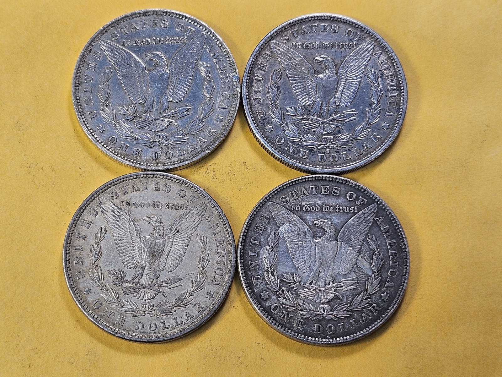 Four Circulated Morgan Silver Dollars - 4