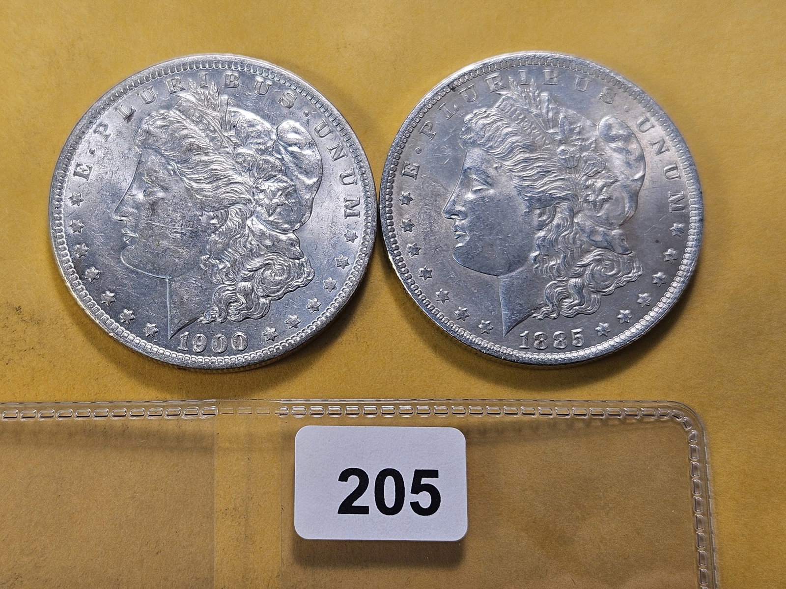 Two About Uncirculated Morgan Silver Dollar: 1885-O and 1900-O