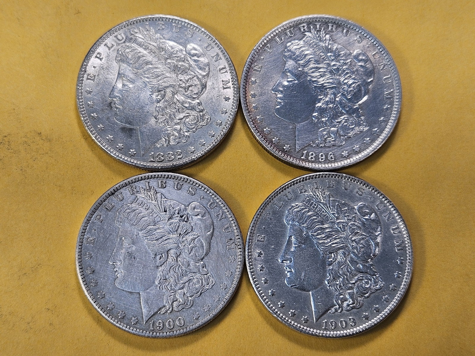 Four Lightly Circulated Morgan Silver Dollars - 2