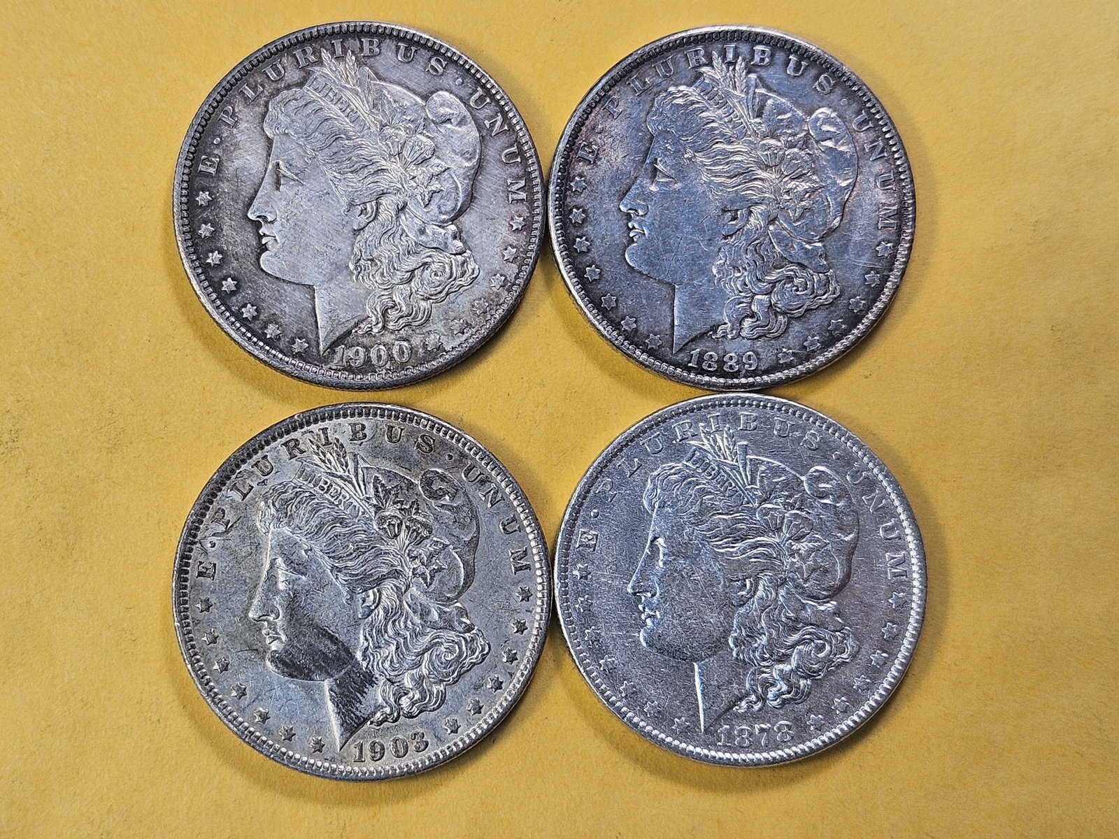 Four Circulated Morgan Silver Dollars - 2