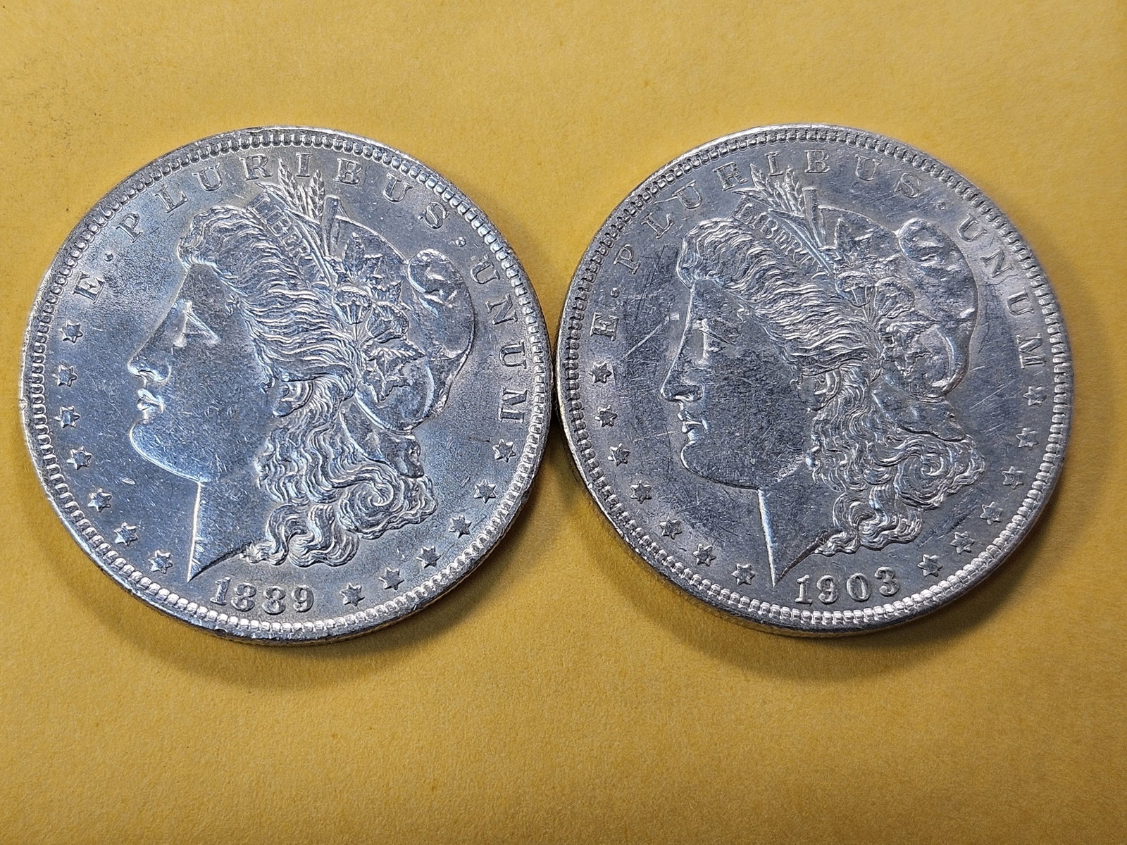 Two About Uncirculated Morgan Silver Dollar - 2