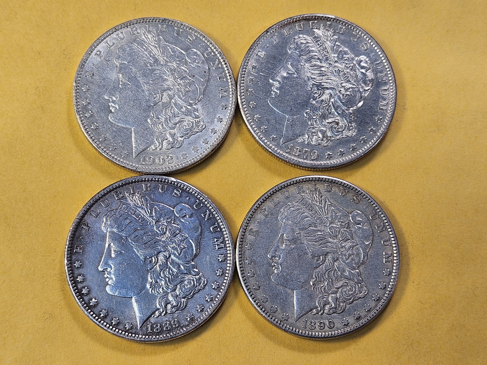 Four Lightly Circulated Morgan Silver Dollars - 2
