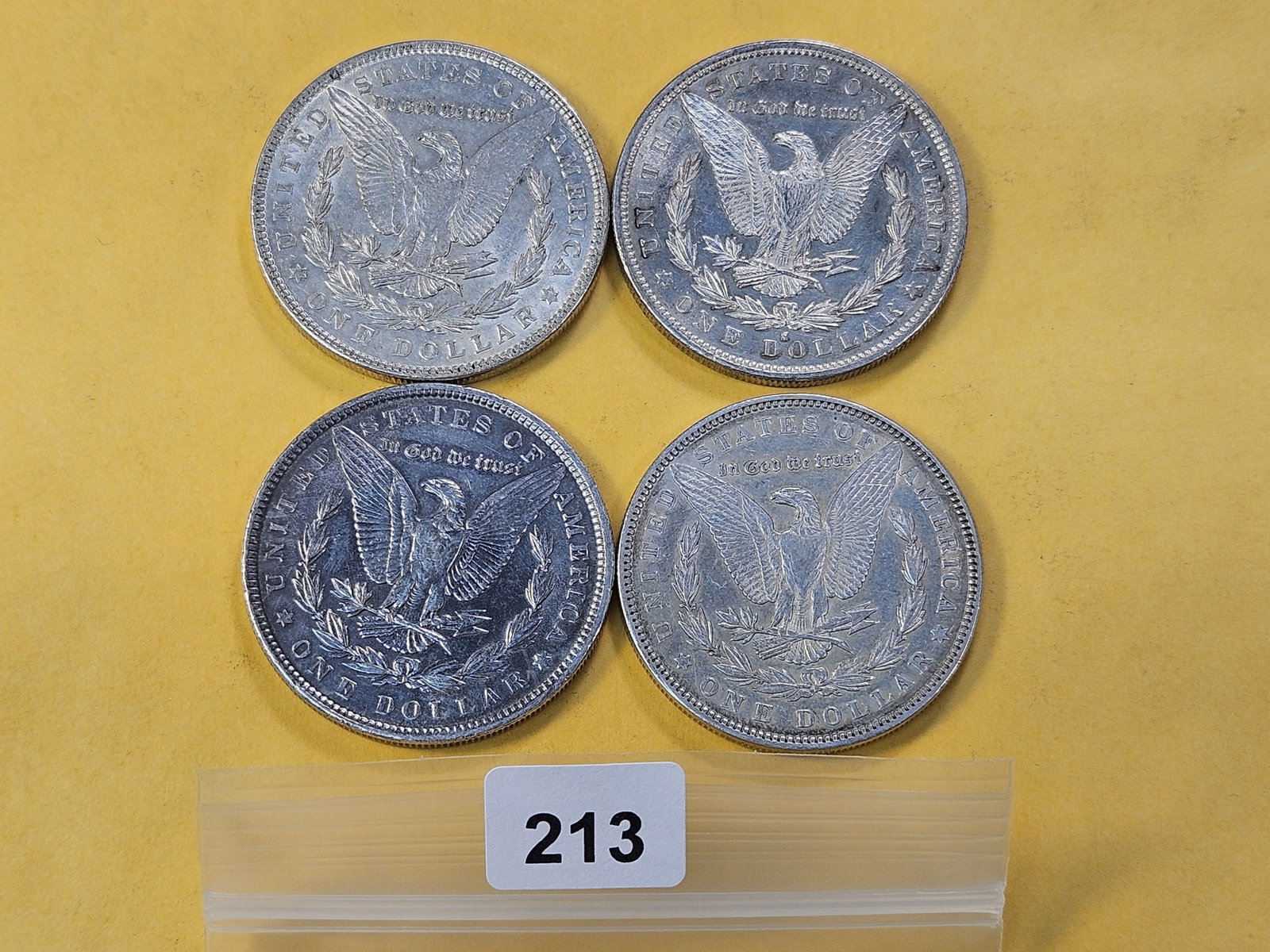 Four Lightly Circulated Morgan Silver Dollars - 3