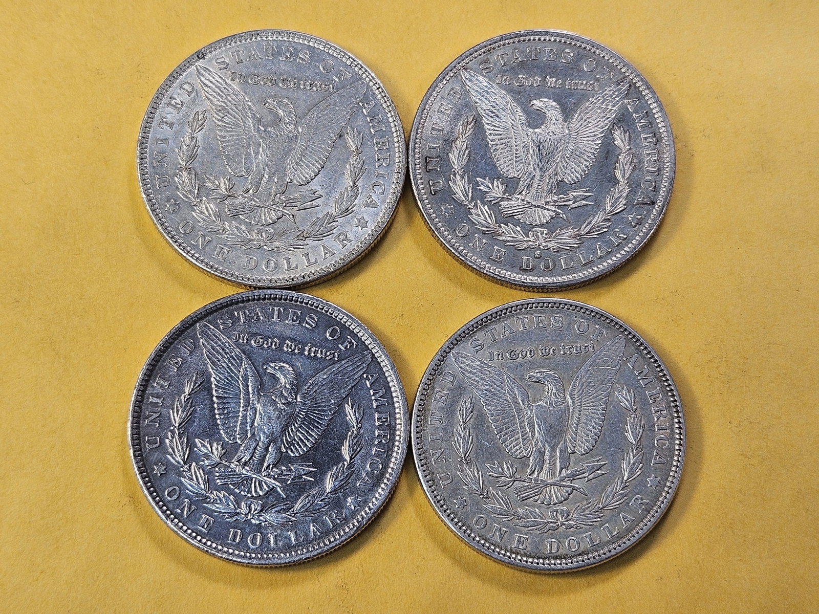 Four Lightly Circulated Morgan Silver Dollars - 4