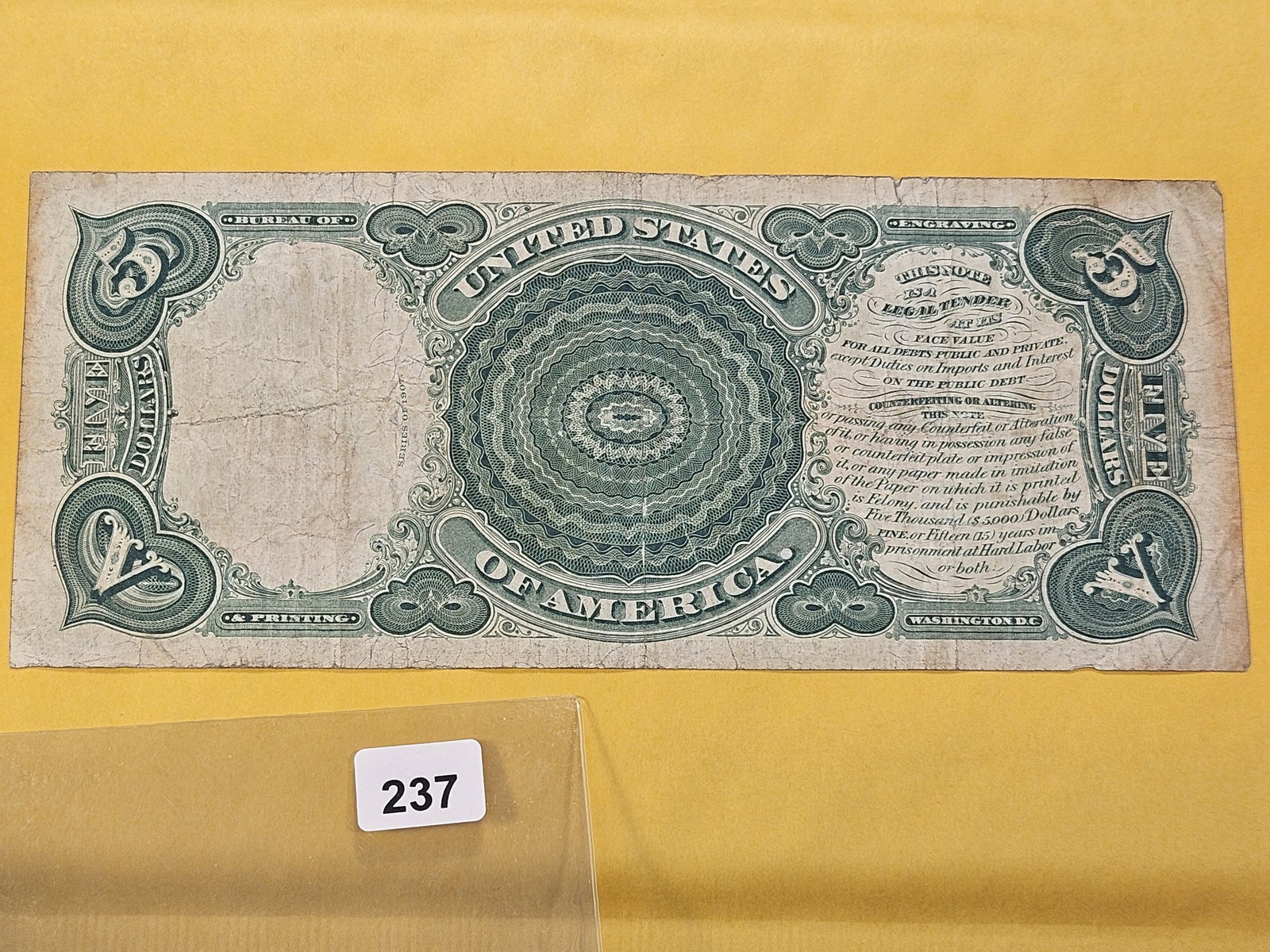 Series 1907 Five Dollar United States Note - 4