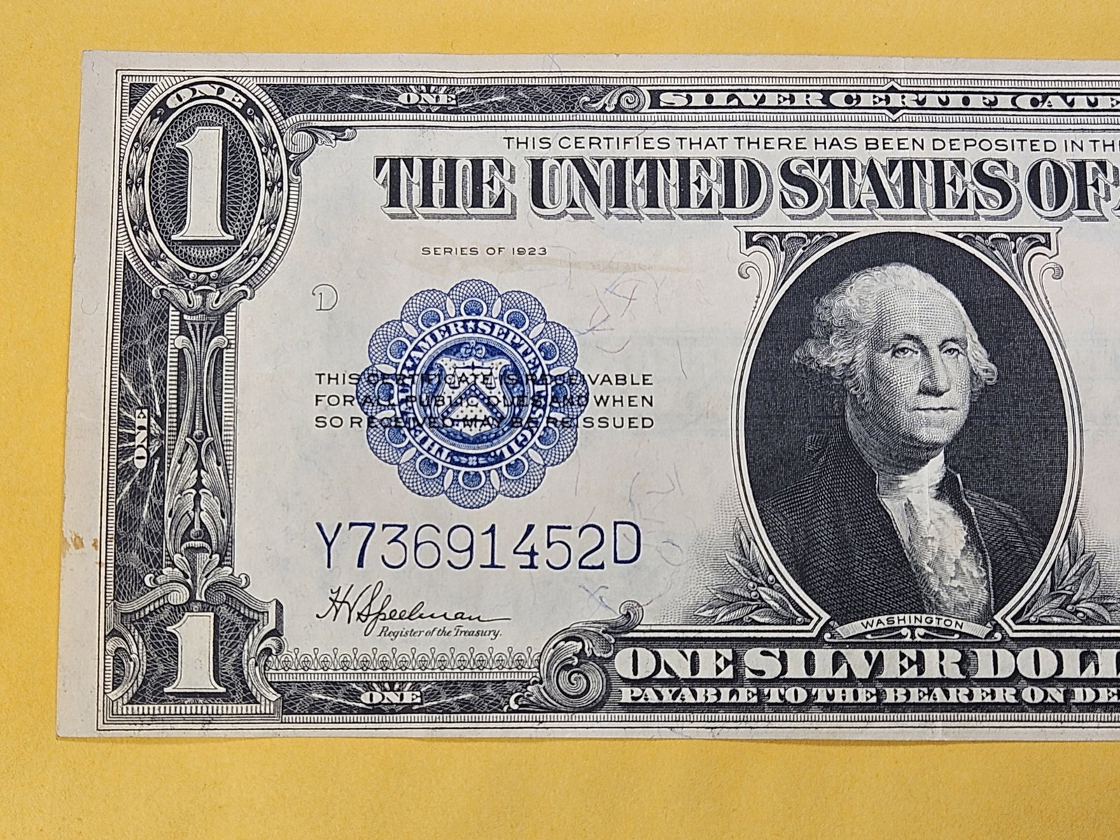 Crisp About Uncirculated Series 1923 Large Size One Dollar Silver Certificate - 2