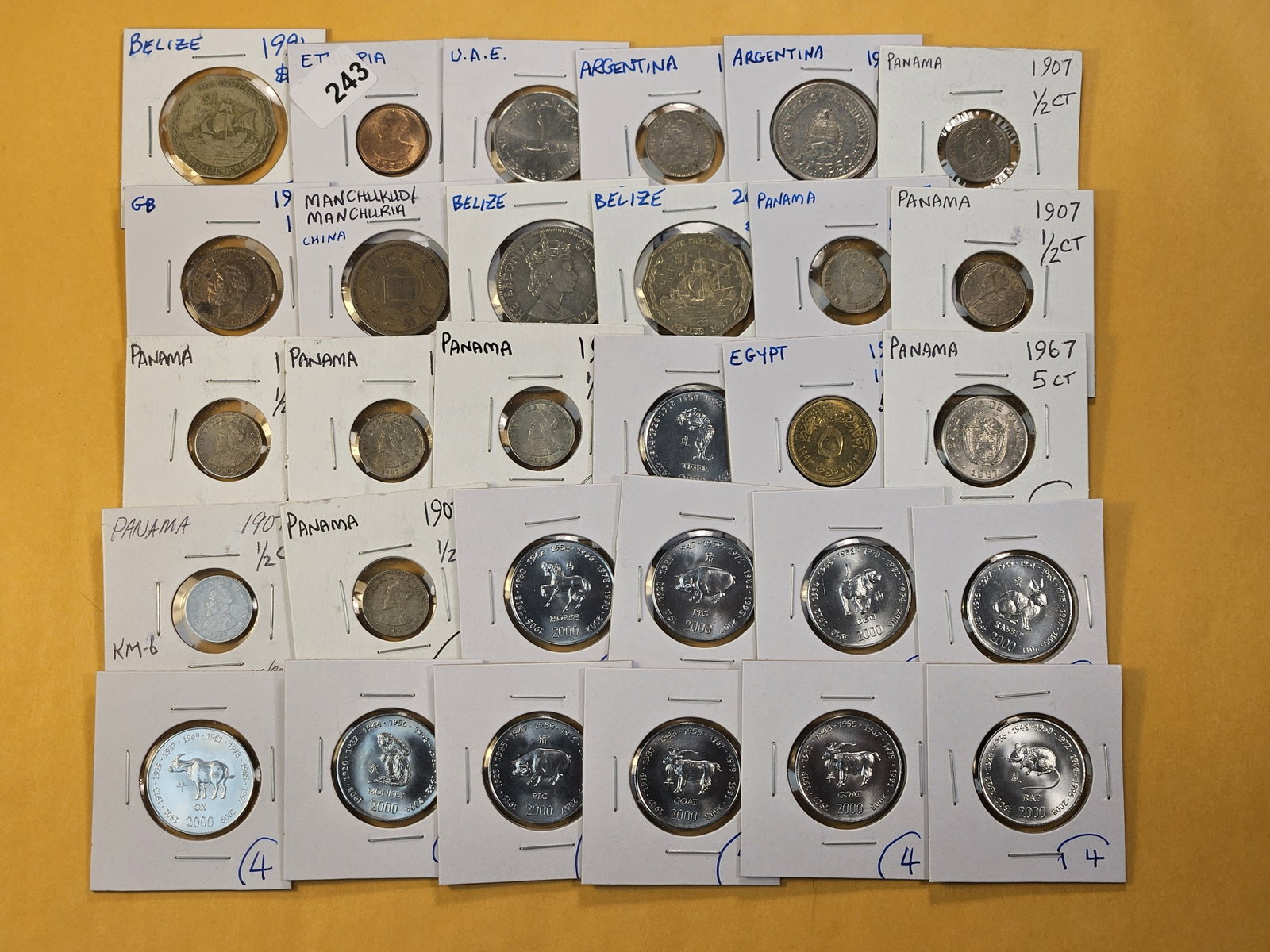 Thirty Mixed Foreign Coins: Coins from Belize, Argentina, Panama, Great Britain and more!