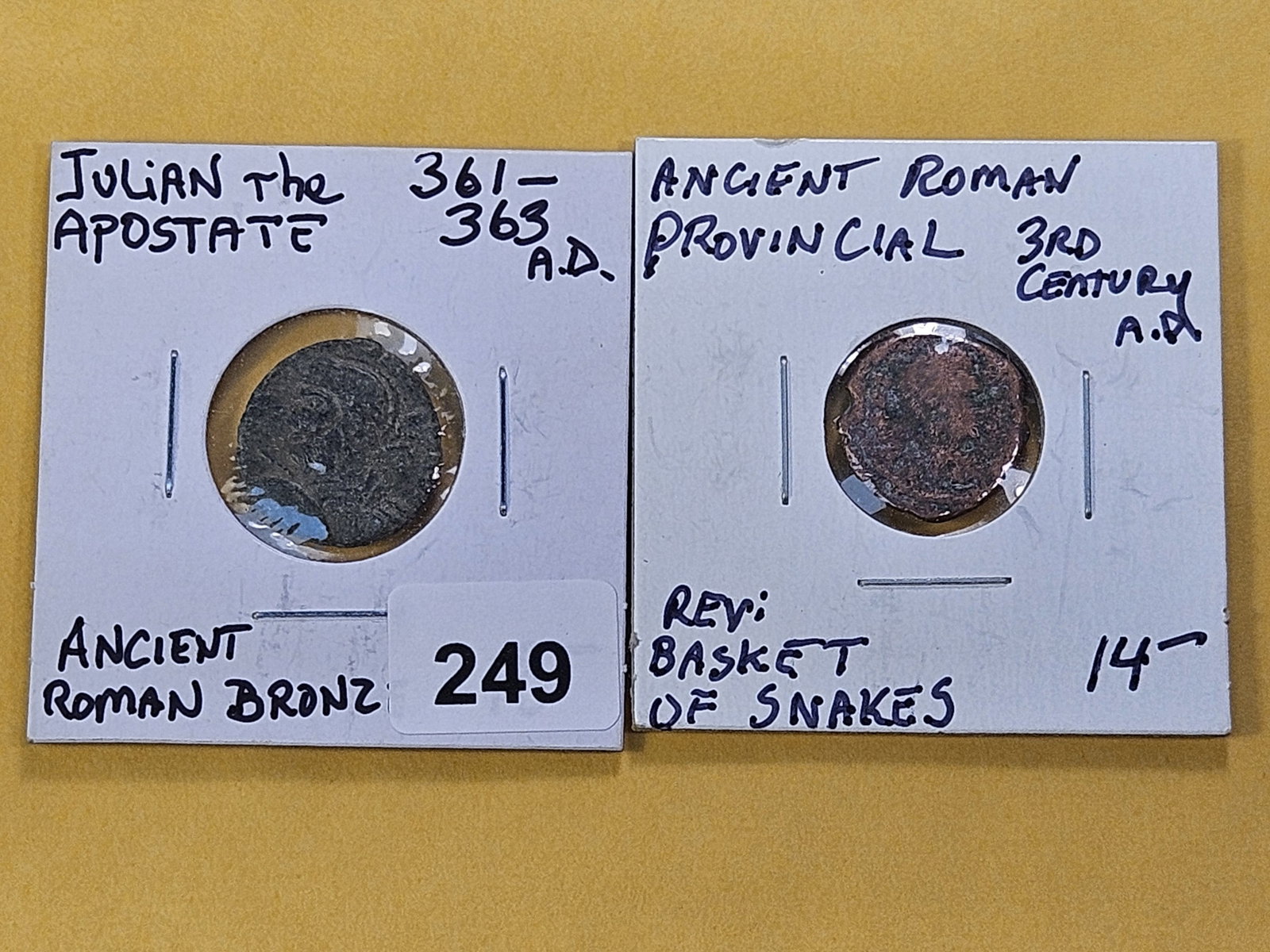 ANCIENTS! Two Roman Coins: One is from 361-363 A.D. and the other is Third Century A.D.