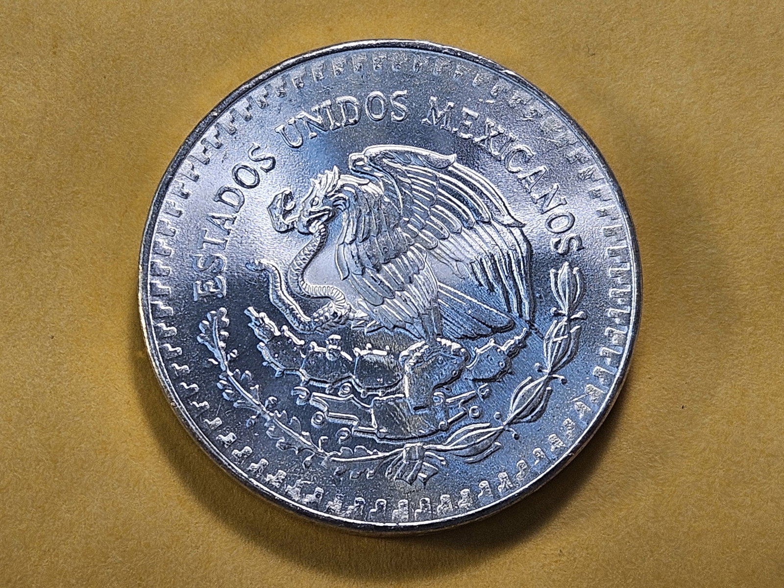 GEM Brilliant Uncirculated 1985 Mexico Silver Onza - 4