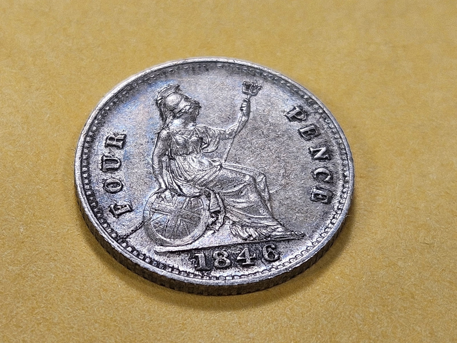 Better Date Uncirculated 1846 Great Britain Silver Four Pence - 6
