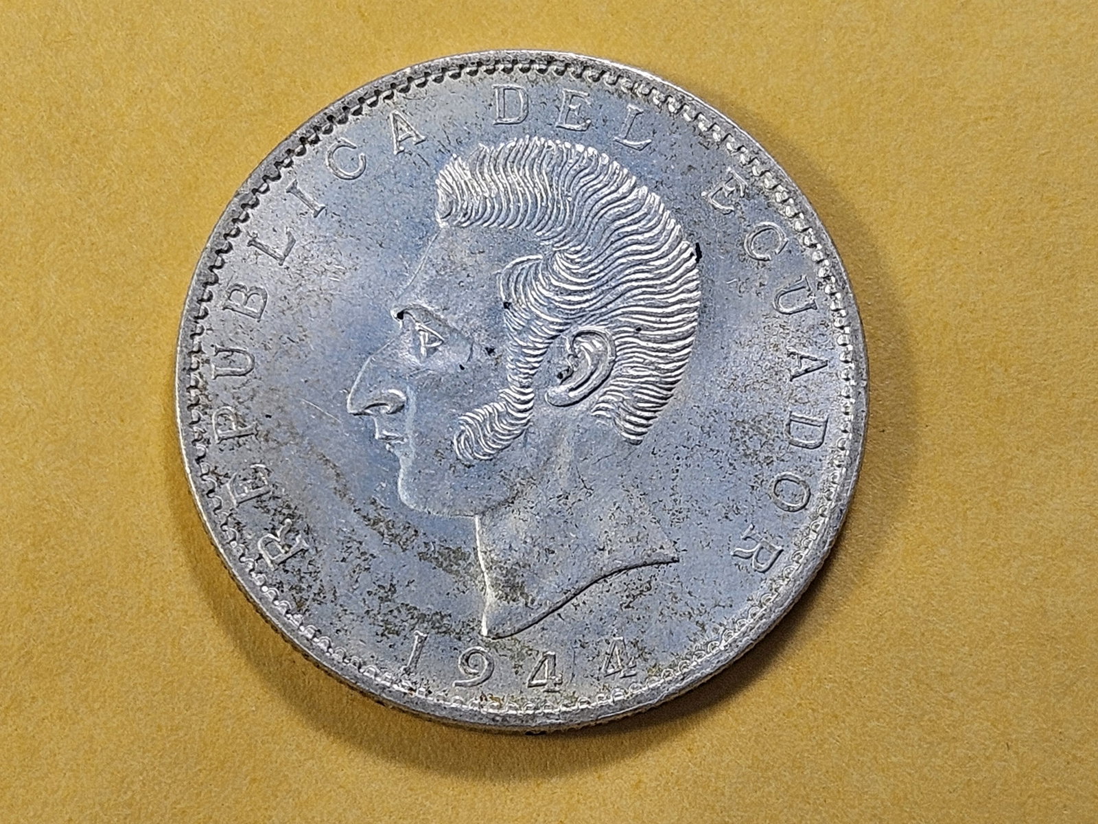 GEM Brilliant Uncirculated 1944 Mo Silver 2 Sucres: KM# 80
