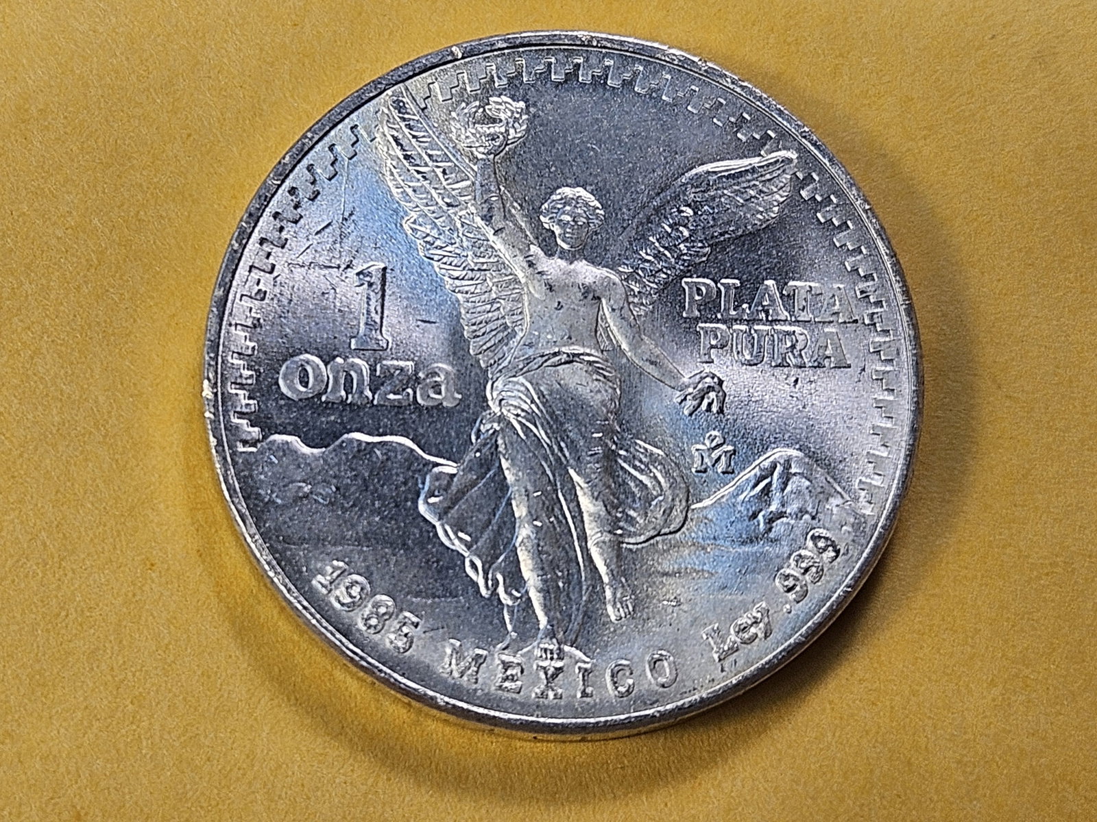 GEM Brilliant Uncirculated 1985 Mexico Silver Onza: Libertad!