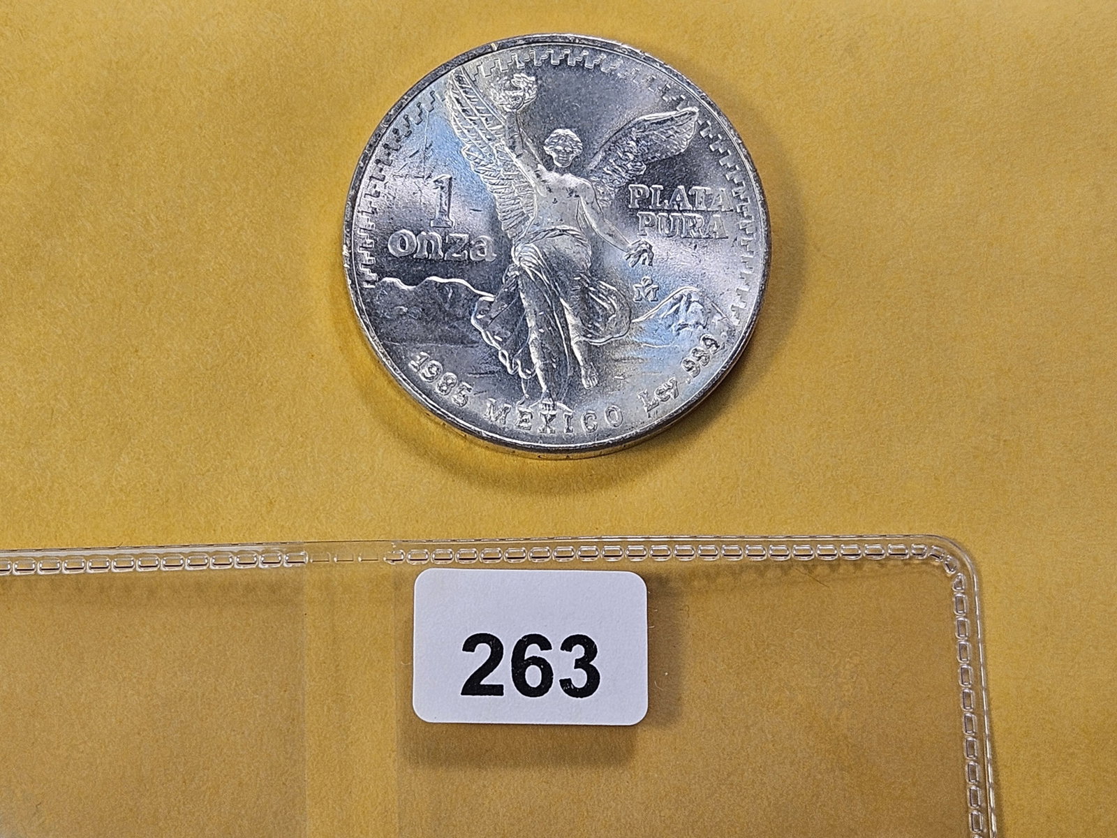 GEM Brilliant Uncirculated 1985 Mexico Silver Onza - 3