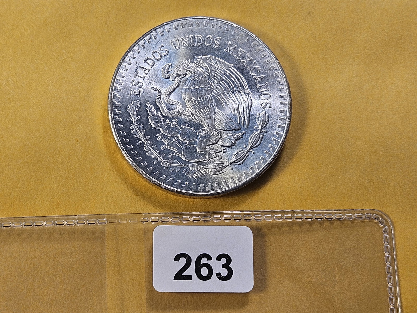GEM Brilliant Uncirculated 1985 Mexico Silver Onza - 4