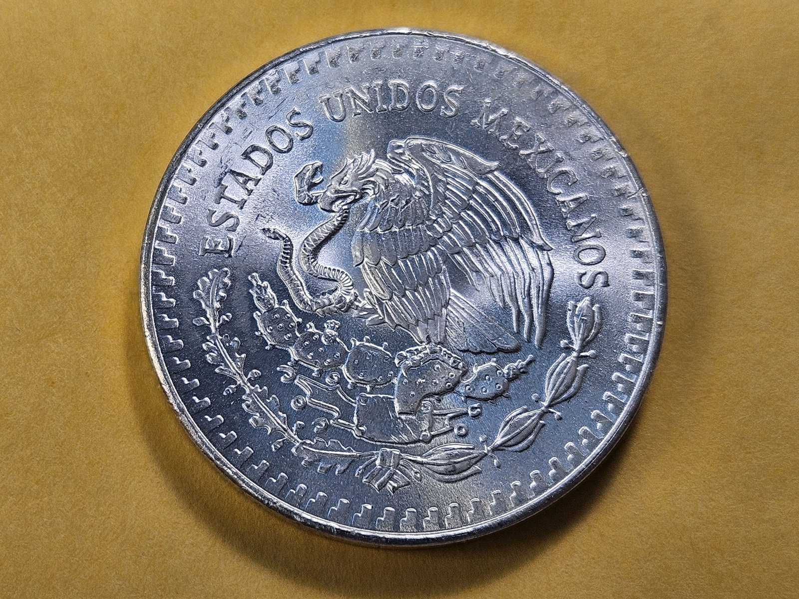 GEM Brilliant Uncirculated 1985 Mexico Silver Onza - 5