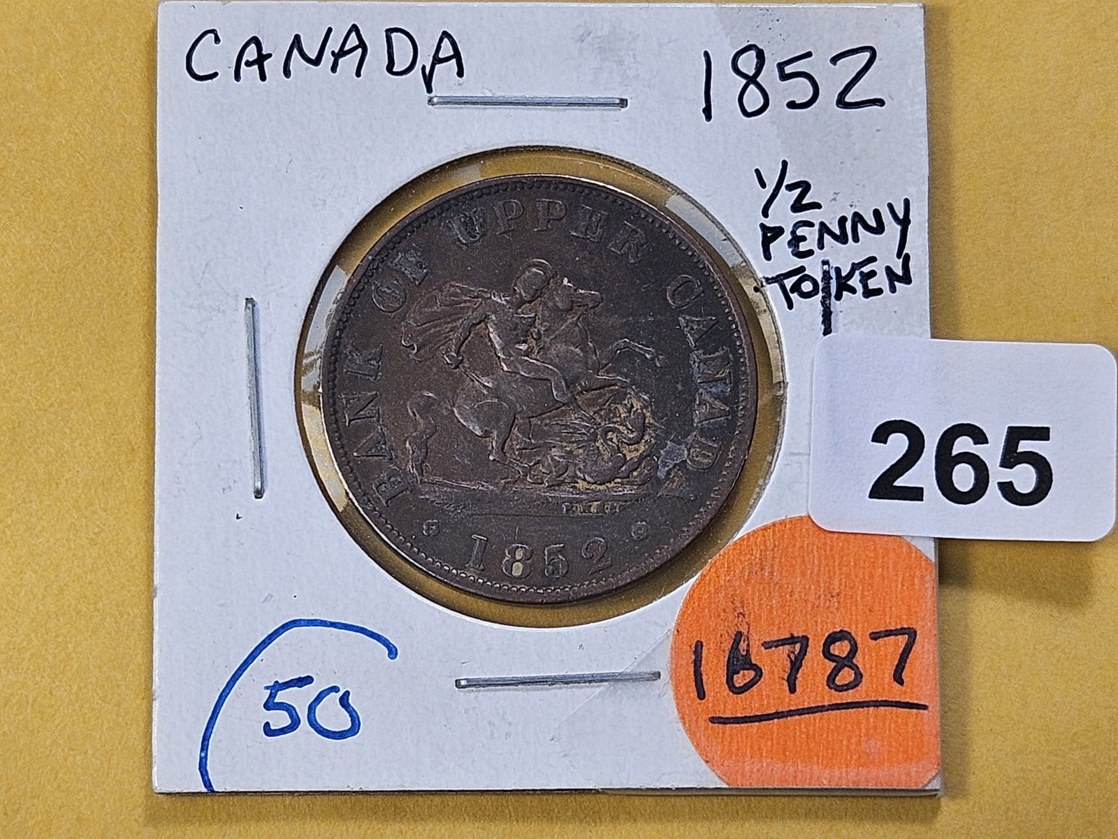 1852 Canada Half Penny Token - 2