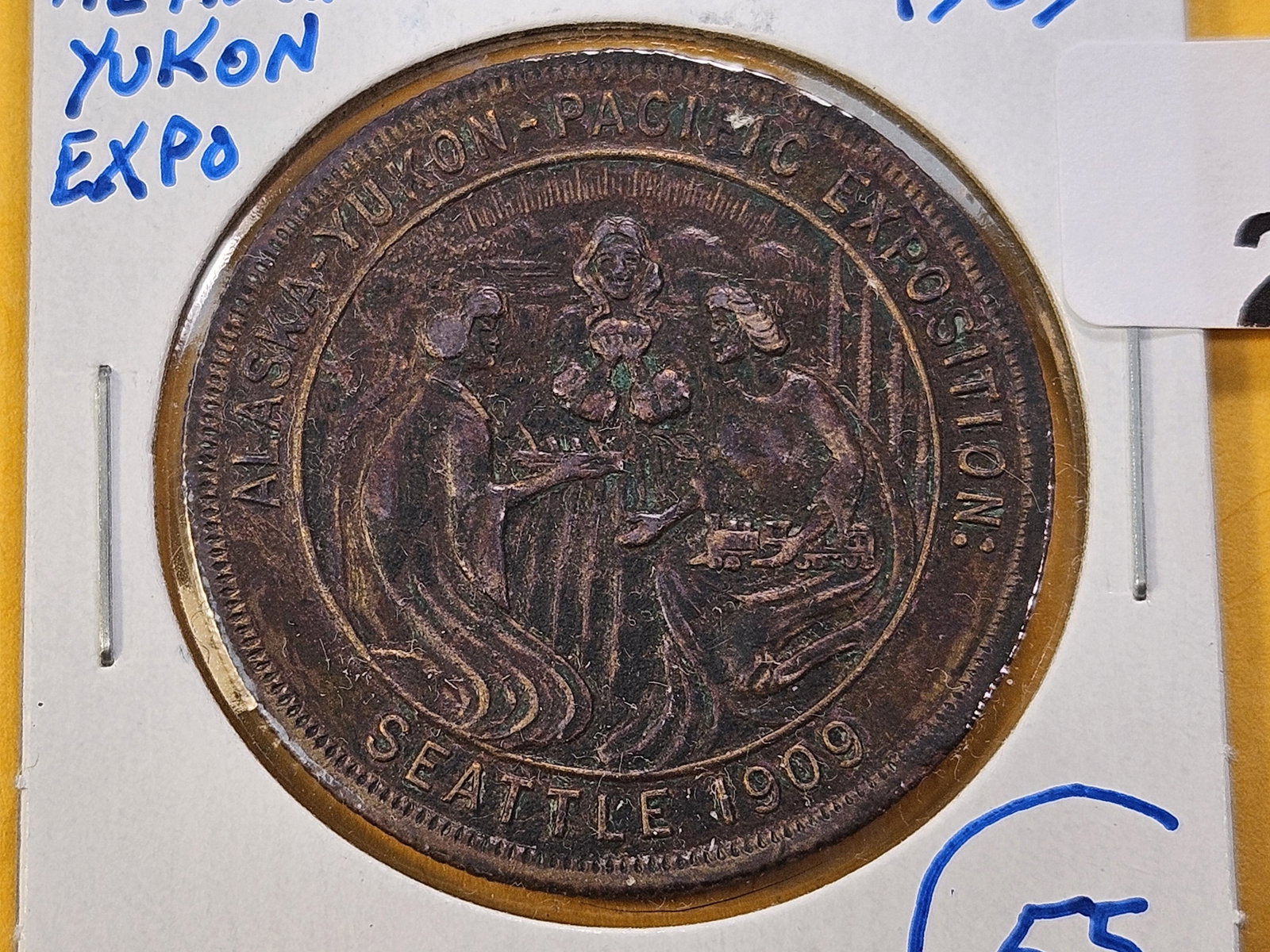 Seattle 1909 Alaska Yukon Pacific Exposition Token: About Uncirculated! Seal of Seattle on Obverse
