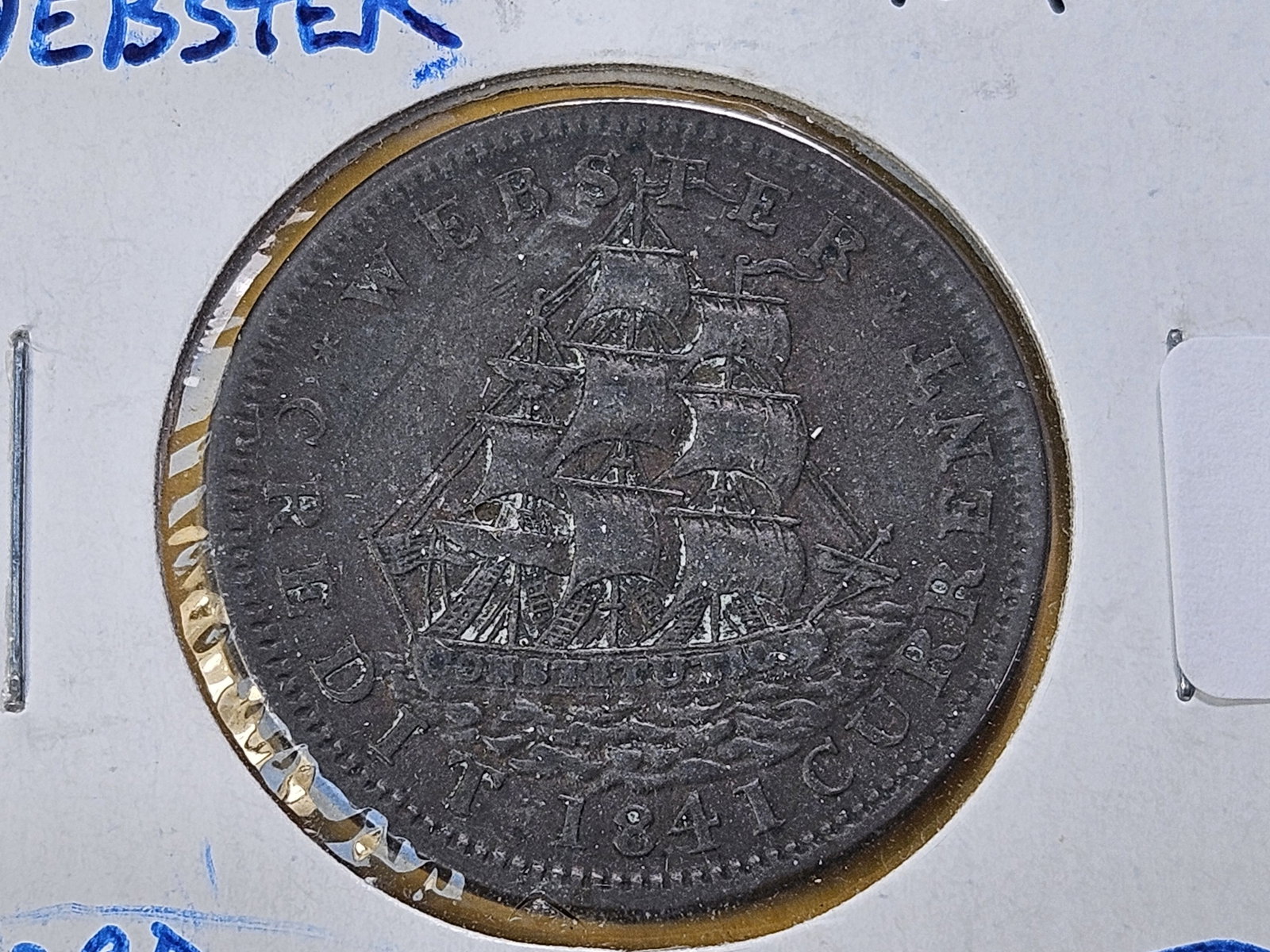 1841 Hard Times Token: Daniel Webster Metallic Currency