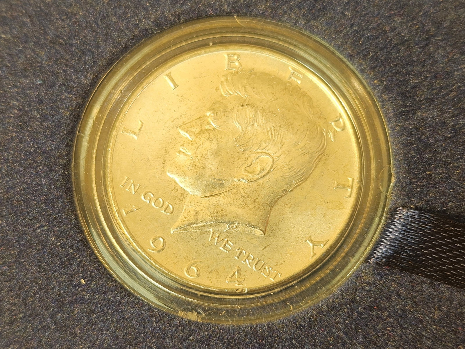 Three 1964 Kennedy Silver Half Dollars with Half Pound Tokens - 3