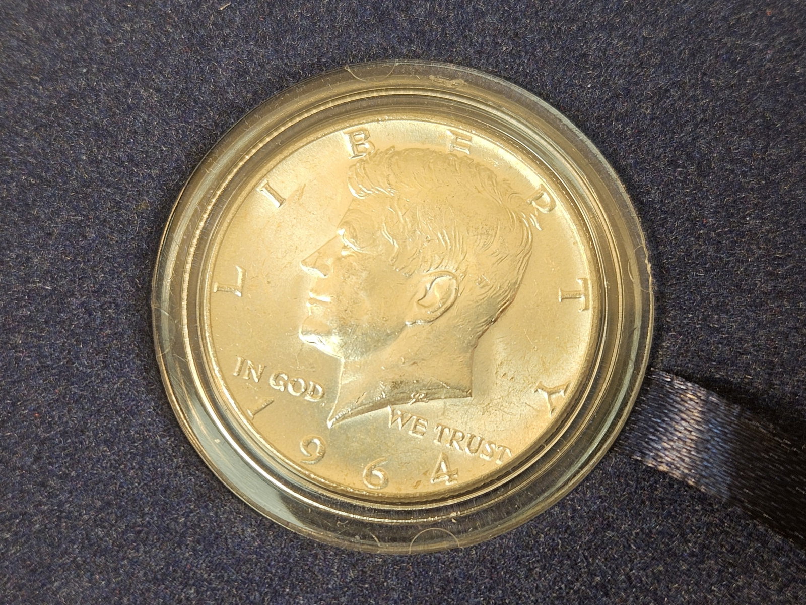 Three 1964 Kennedy Silver Half Dollars with Half Pound Tokens - 5