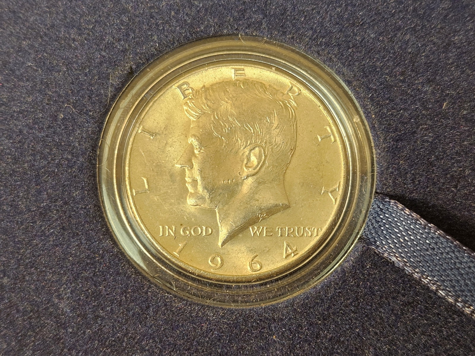 Three 1964 Kennedy Silver Half Dollars with Half Pound Tokens - 7