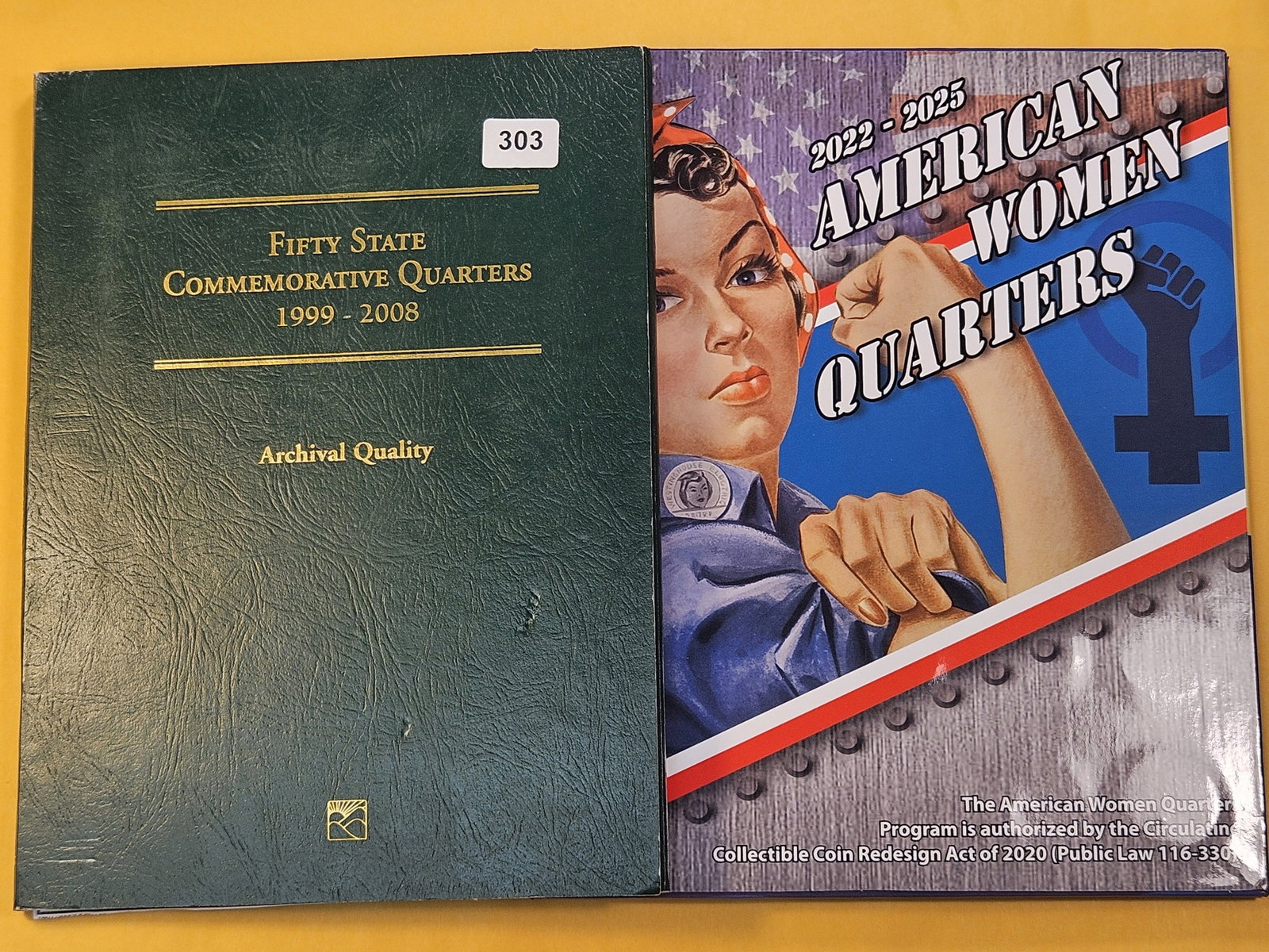 Two Filled US Quarter Albums: Statehood Quarters and American Woman Quarters