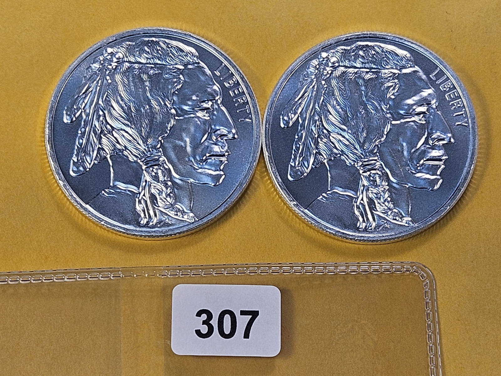 Two 1-Troy Ounce .999 Fine Silver Rounds: Buffalo Designs