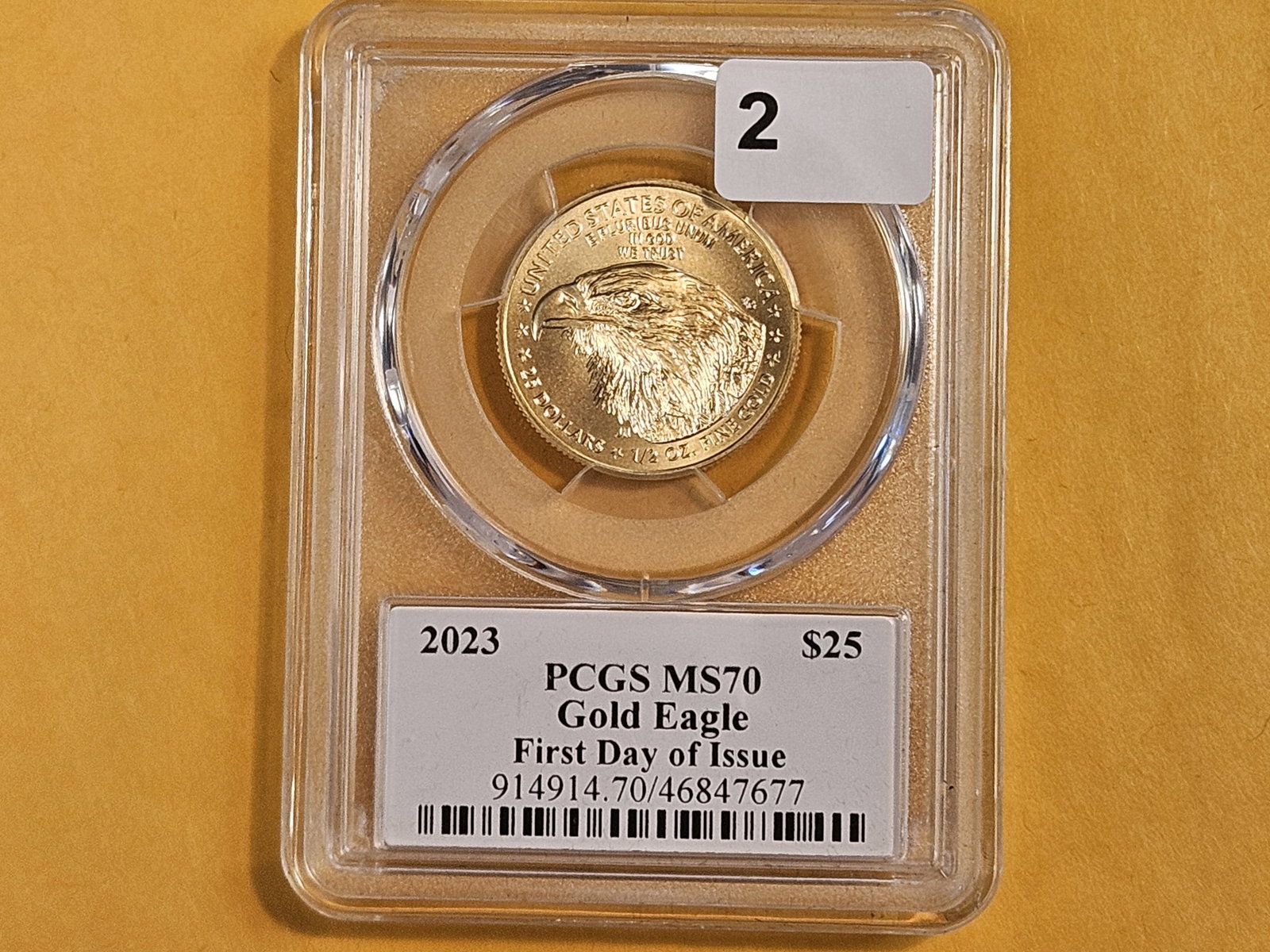 GOLD! PERFECT! PCGS 2023 American $25 Gold Eagle in Mint State 70 - 2