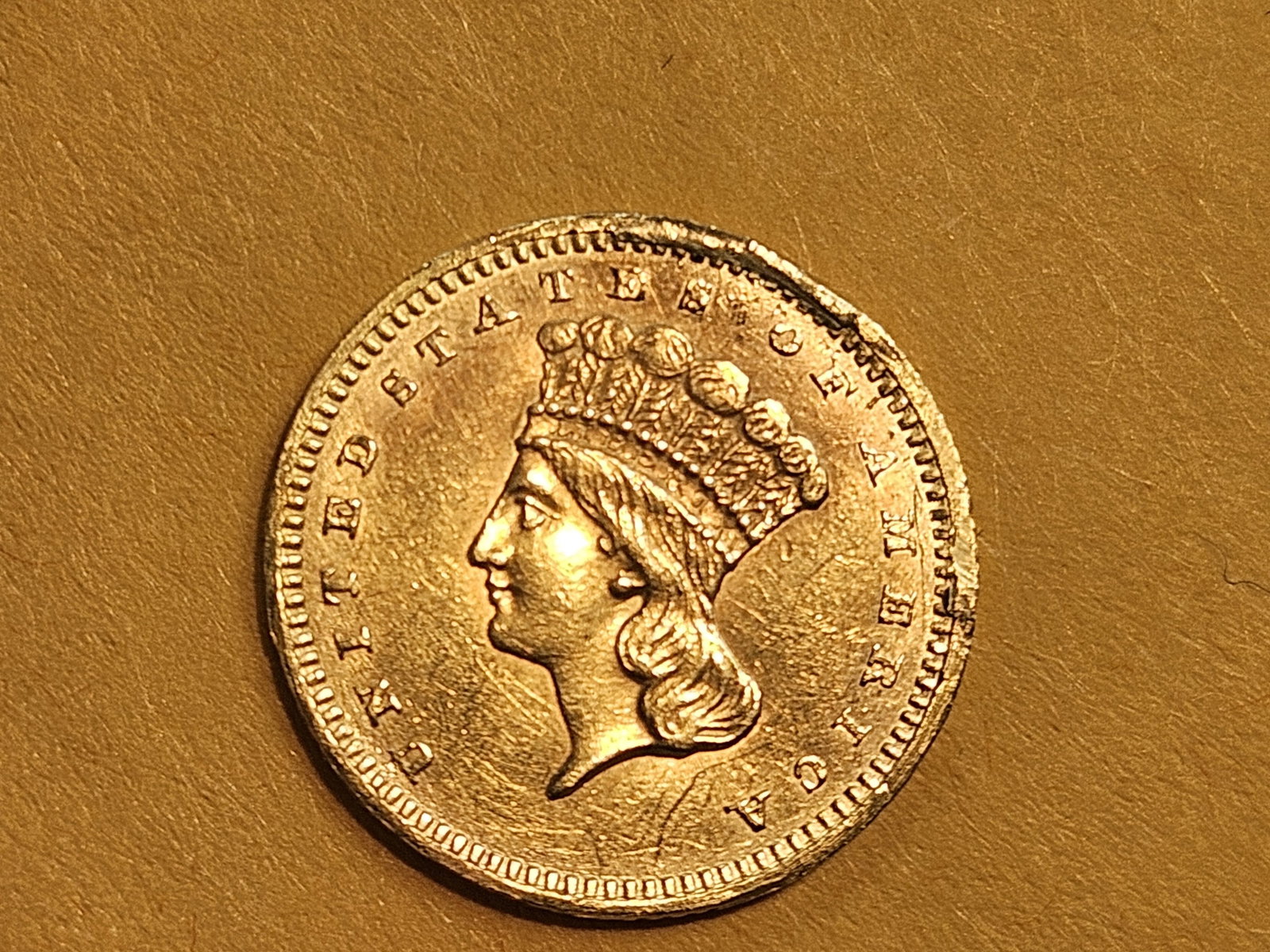 GOLD! Brilliant AU-BU 1862 Gold Dollar - 4