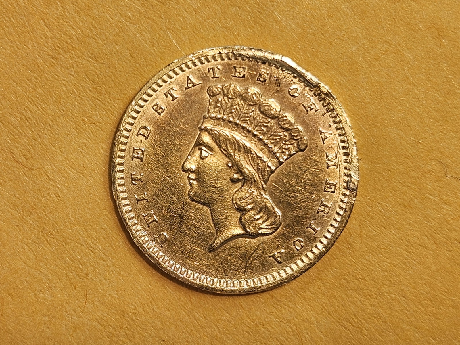GOLD! Brilliant AU-BU 1862 Gold Dollar - 5