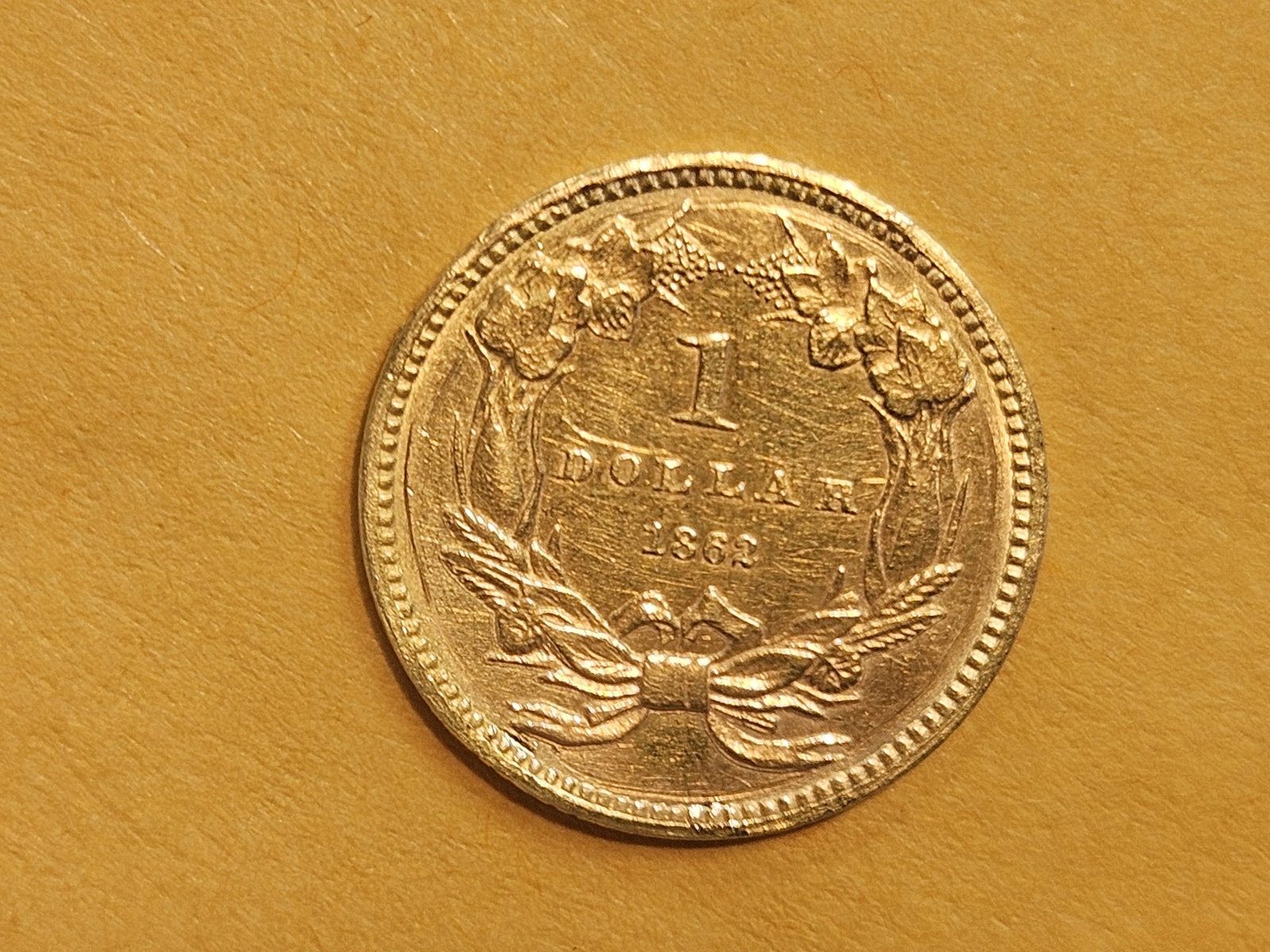 GOLD! Brilliant AU-BU 1862 Gold Dollar - 8