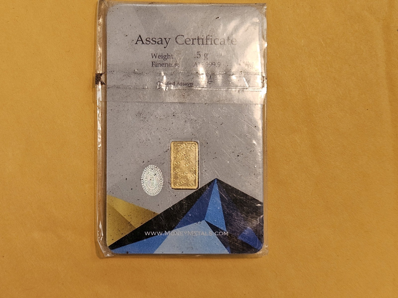 GOLD! Money Metals One-Half Gram .9999 fine gold bar - 2