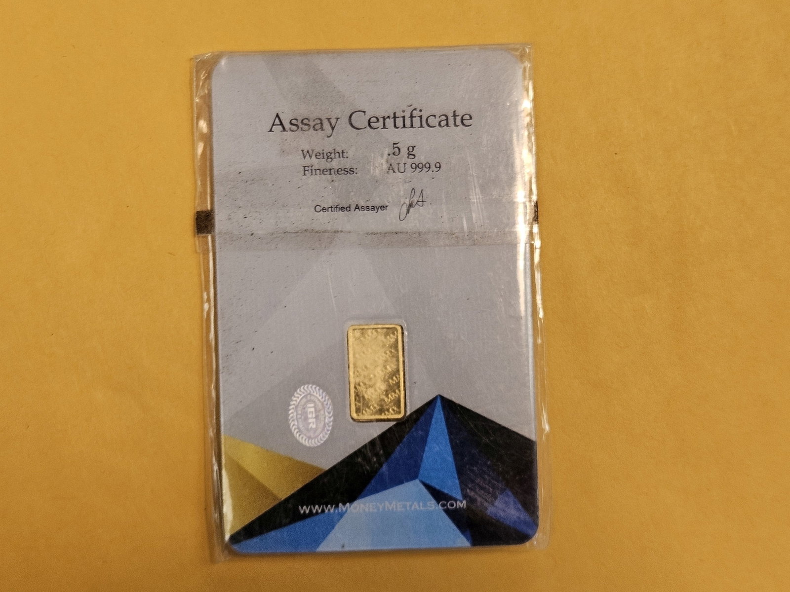 GOLD! Money Metals One-Half Gram .9999 fine gold bar - 2